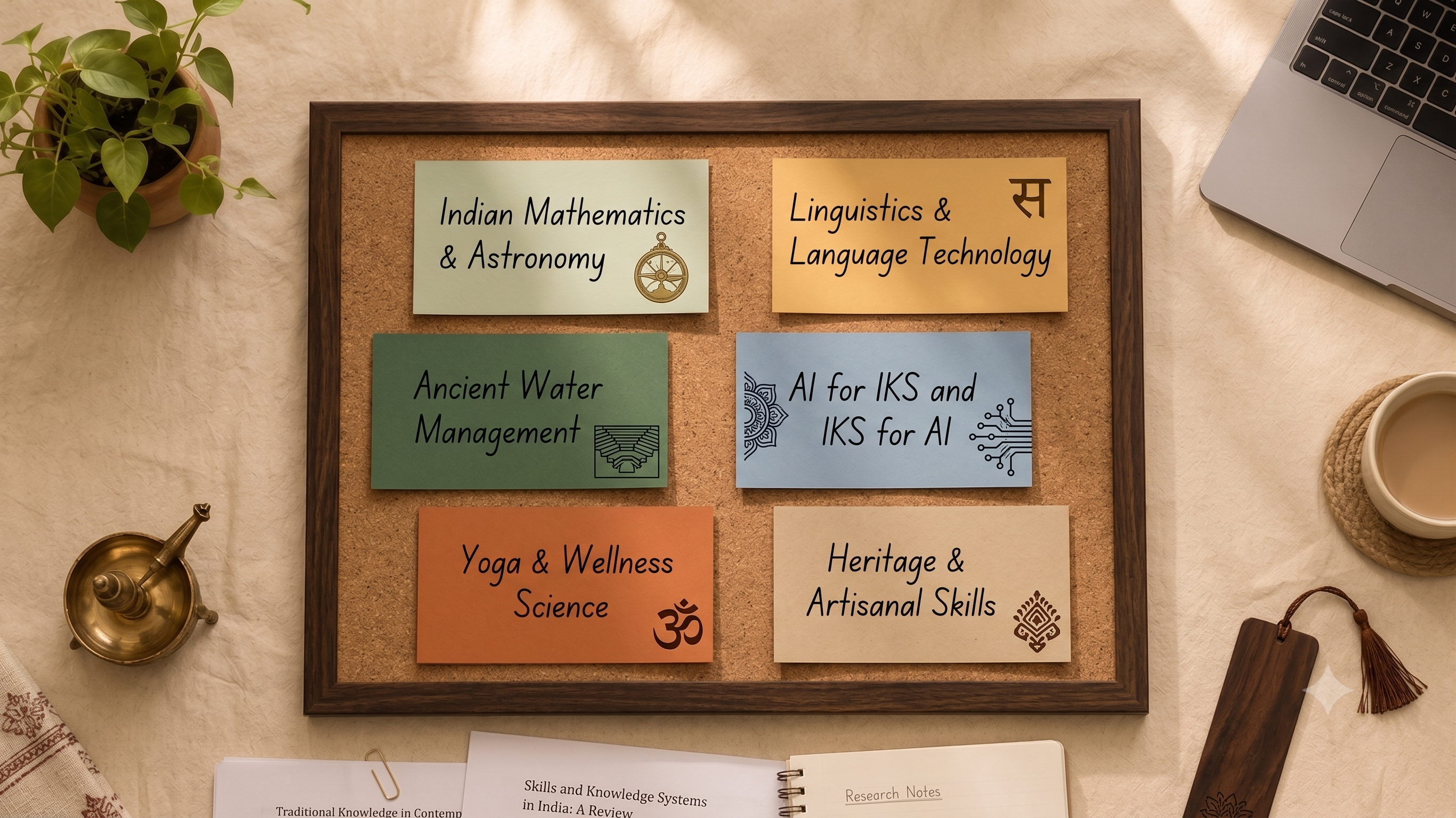 A board displaying the centre’s research themes